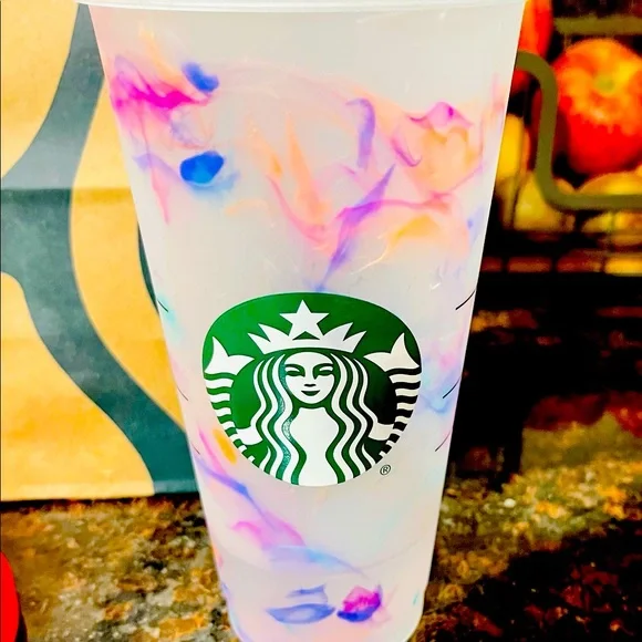 NEW Two (2) Starbucks Summer 2021 Color Changing Swirl Reusable 24 OZ Cold Cup - Picture 1 of 9